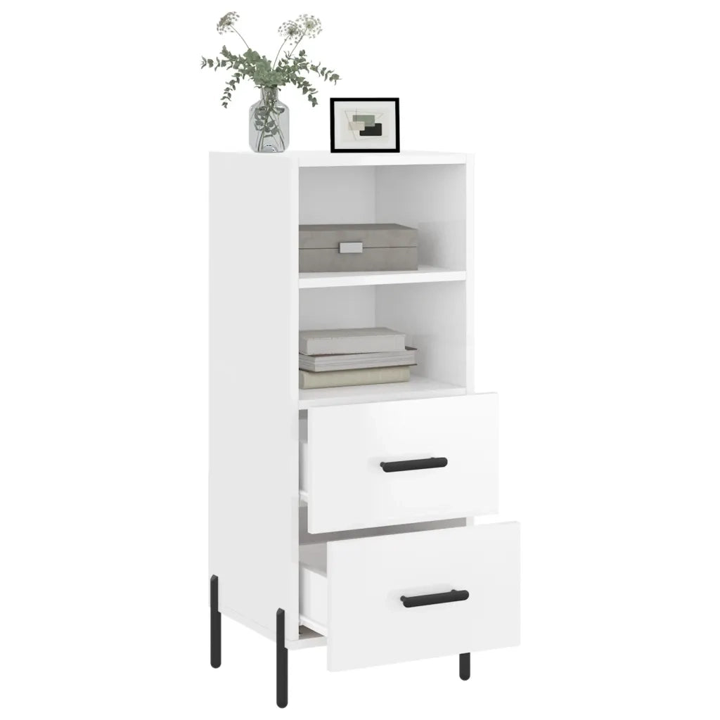Credenza Bianco Lucido 34,5x34x90 cm in Legno Multistrato 828678