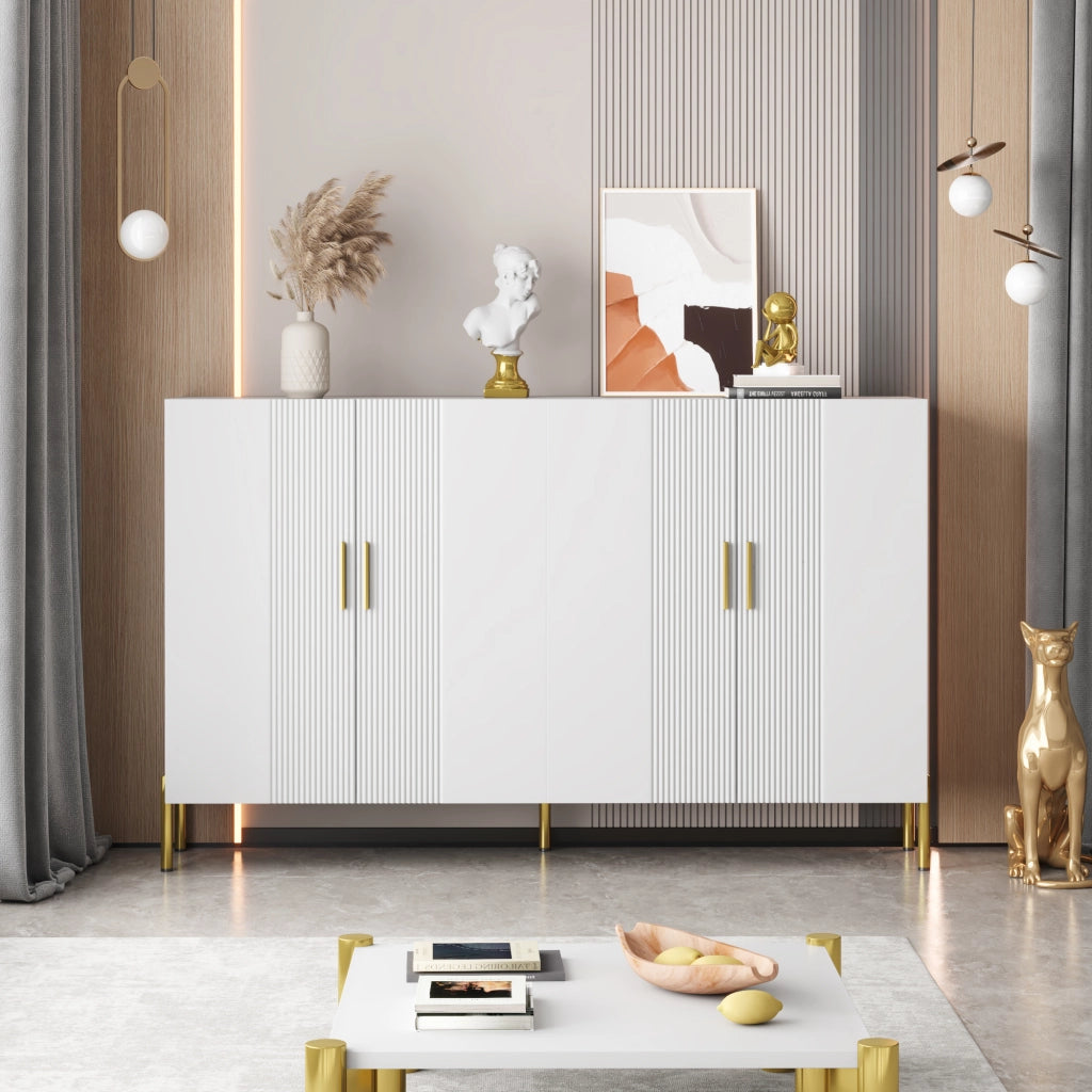 Credenza e buffet 4 ante 2 spazi contenitivi con ripiani regolabili per soggiorno e sala da pranzo 160 × 35 × 100 cm
