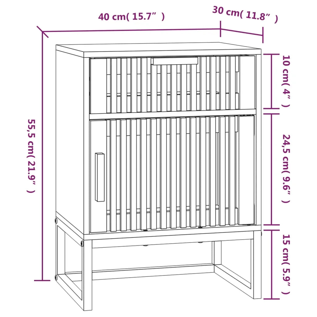 Comodino Nero 40x30x55,5 cm Legno Multistrato e Ferro 352093