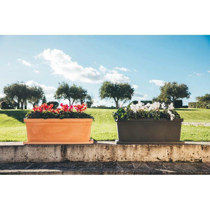 Vaso Fioriera decorativo classico tradizionale 100x47 H38 in polimero resistente impruneta per piante per giardini e terrazze - Made in Italy