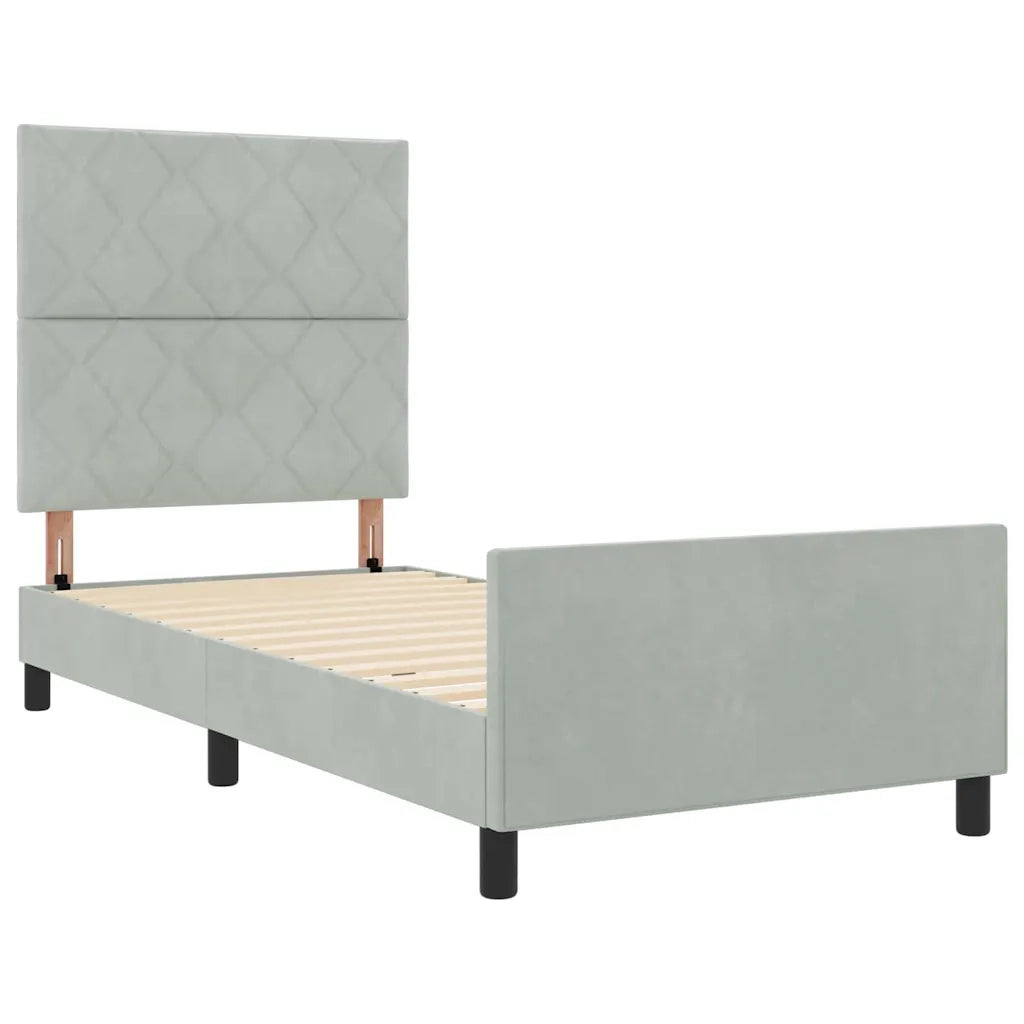 Letto a molle con testiera Grigio chiaro 90 x 200 cm Velluto