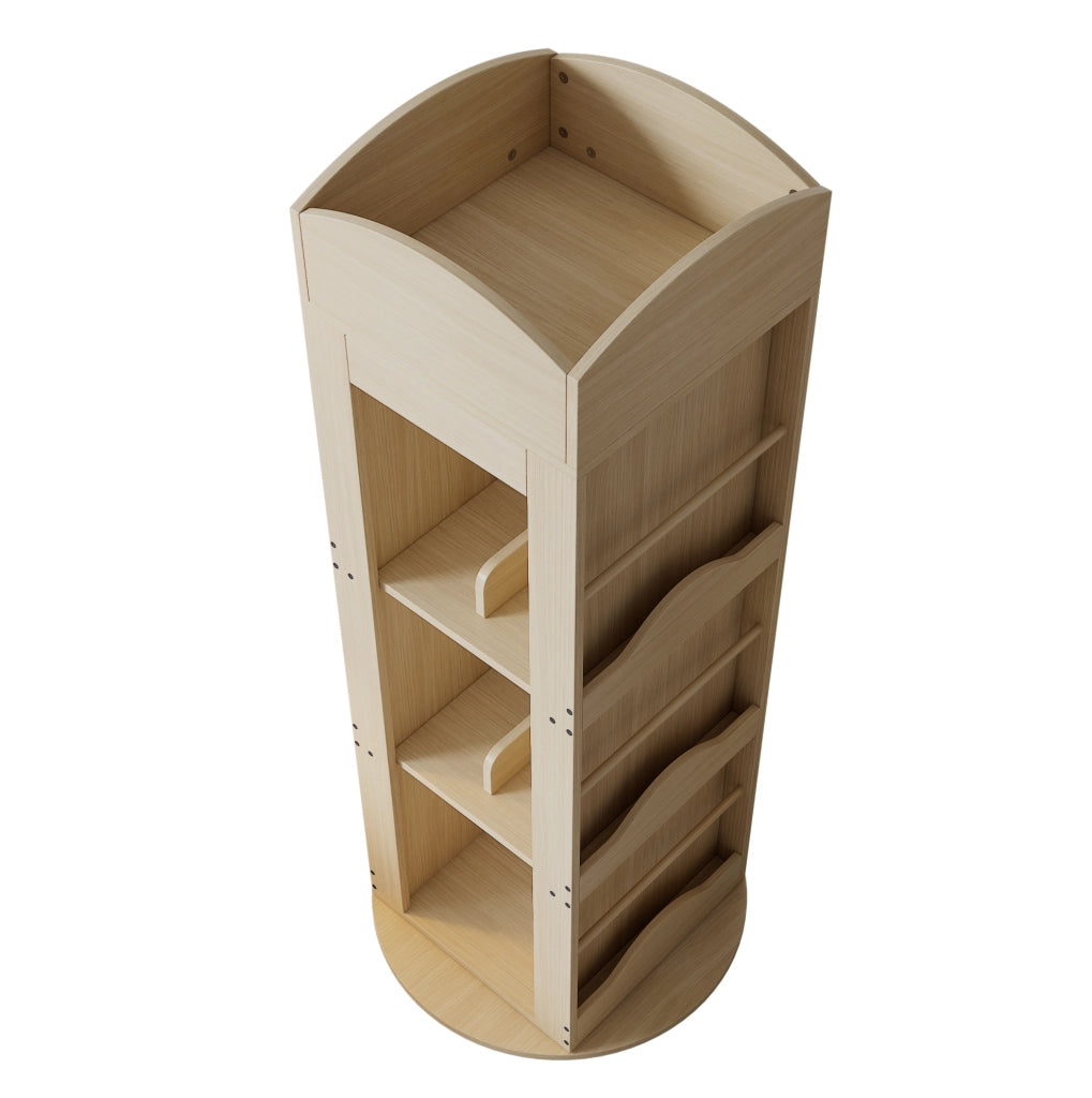 Libreria girevole a 360° multifunzione in MDF colore naturale