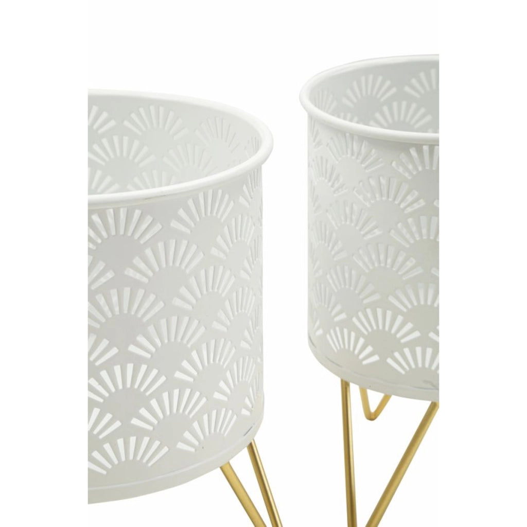 Set di 2 Vasi per Piante VKH412, Oro, Metallo, 16x16x20 cm