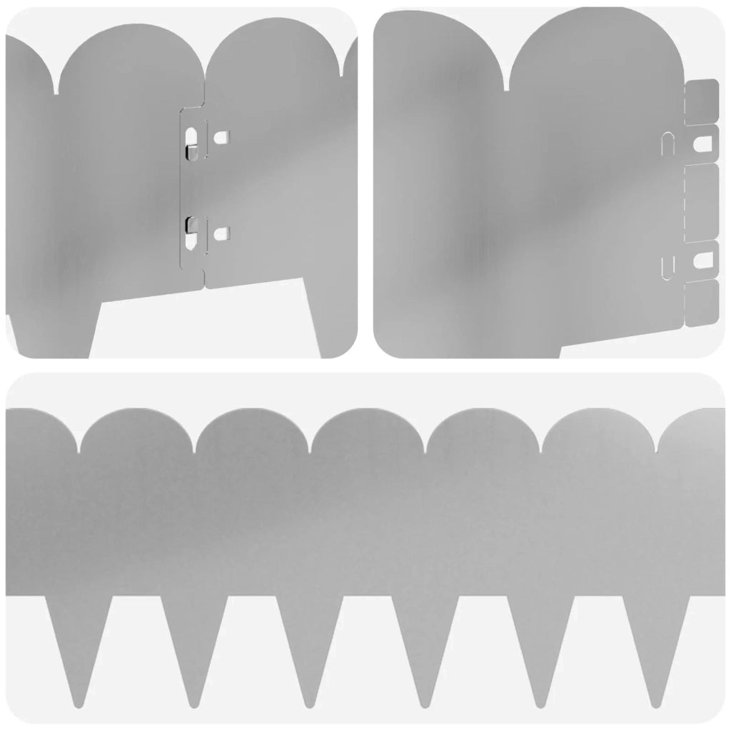 Bordura per Prato 10 pcs 103 x 20 cm Acciaio Argento 8008687