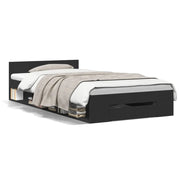 Letto singolo | Letto per adulti | Giroletto con Cassetto Nero 75x190 cm in Legno Multistrato