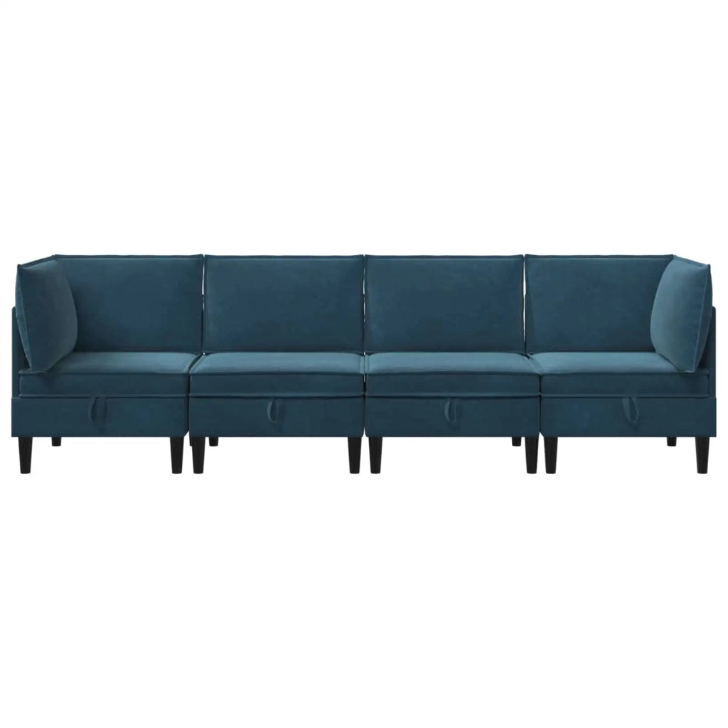 Set di mobili per il soggiorno con cuscino 4 pcs Blu Velluto 3413769