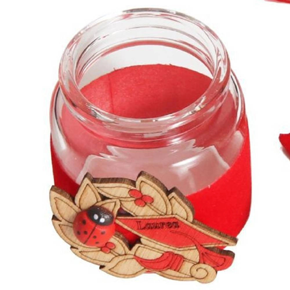 Trade Shop - Bomboniera Portaconfetti Per Festa Di Laurea Con Tocco Rosso In Vetro E Sughero -