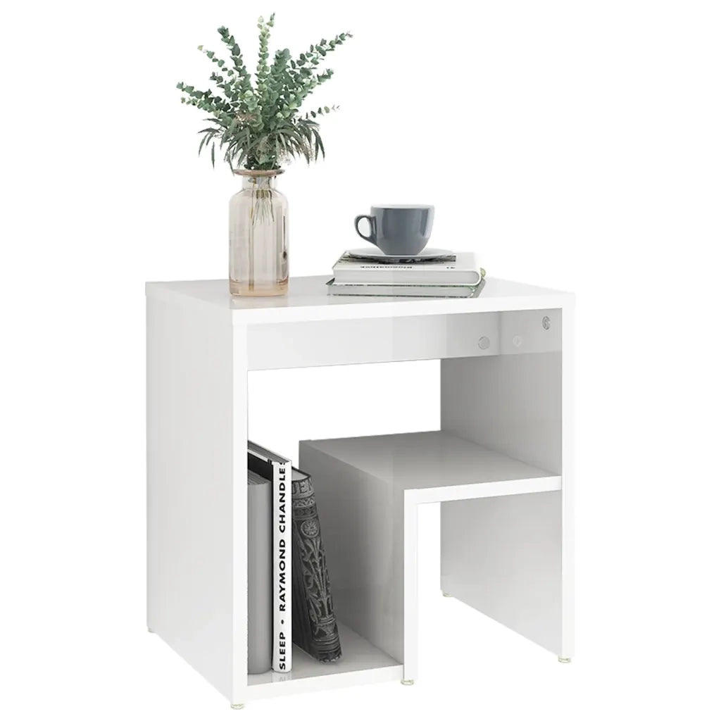 Comodini 2 pz-Set di 2 Tavolino da notte Bianco Lucido 40x30x40 cm in Legno Multistrato
