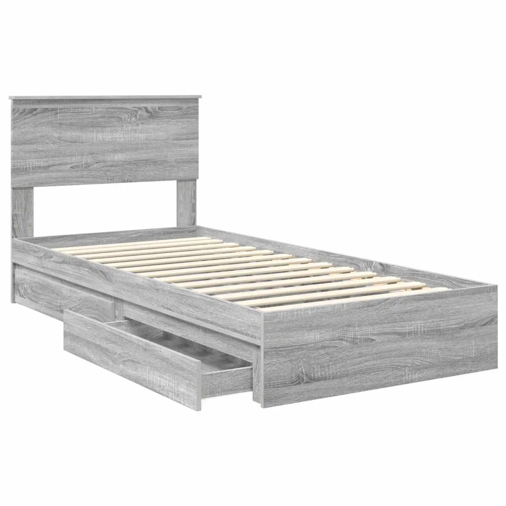 Letto con Contenitore con testiera-Struttura Letto con contenitore Grigio Sonoma 90 x 200 cm 869275
