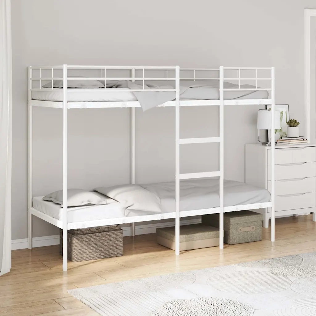 Letto a Castello senza Materasso-Struttura Letto a Castello Bianco 75x190 cm in Acciaio 713400