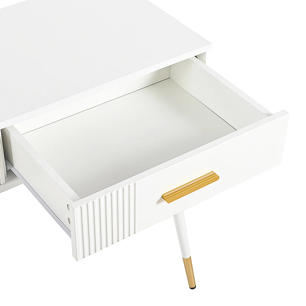 TOELETTA/SCRIVANIA 100x40x76 cm Bianca con 2 cassetti in MDF