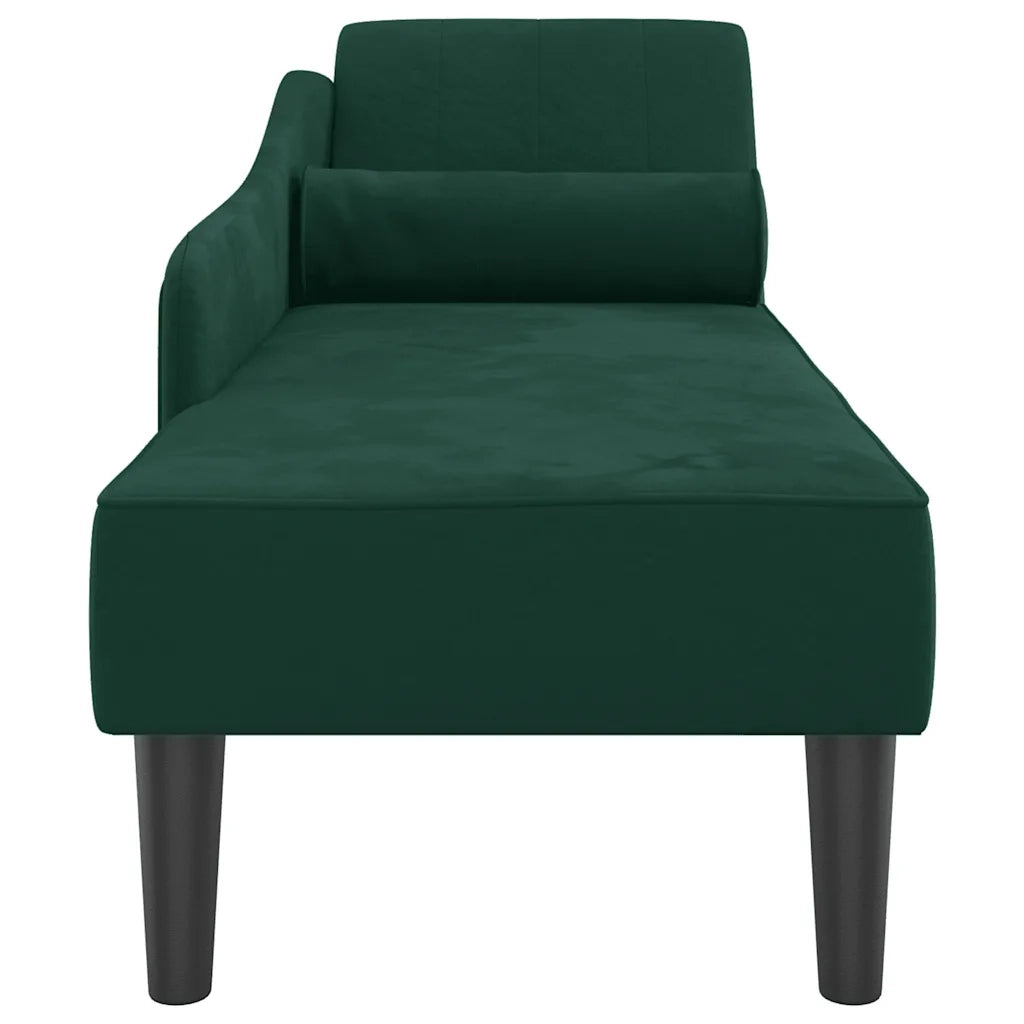 Chaise Longue con Cuscini Verde Scuro in Velluto 4007590