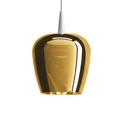 Zafferano Lampada a sospensione Bilia 230V LED 8W in vetro borosilicato soffiato finitura Bianco e Oro antico, design a campana, diametro 18 cm