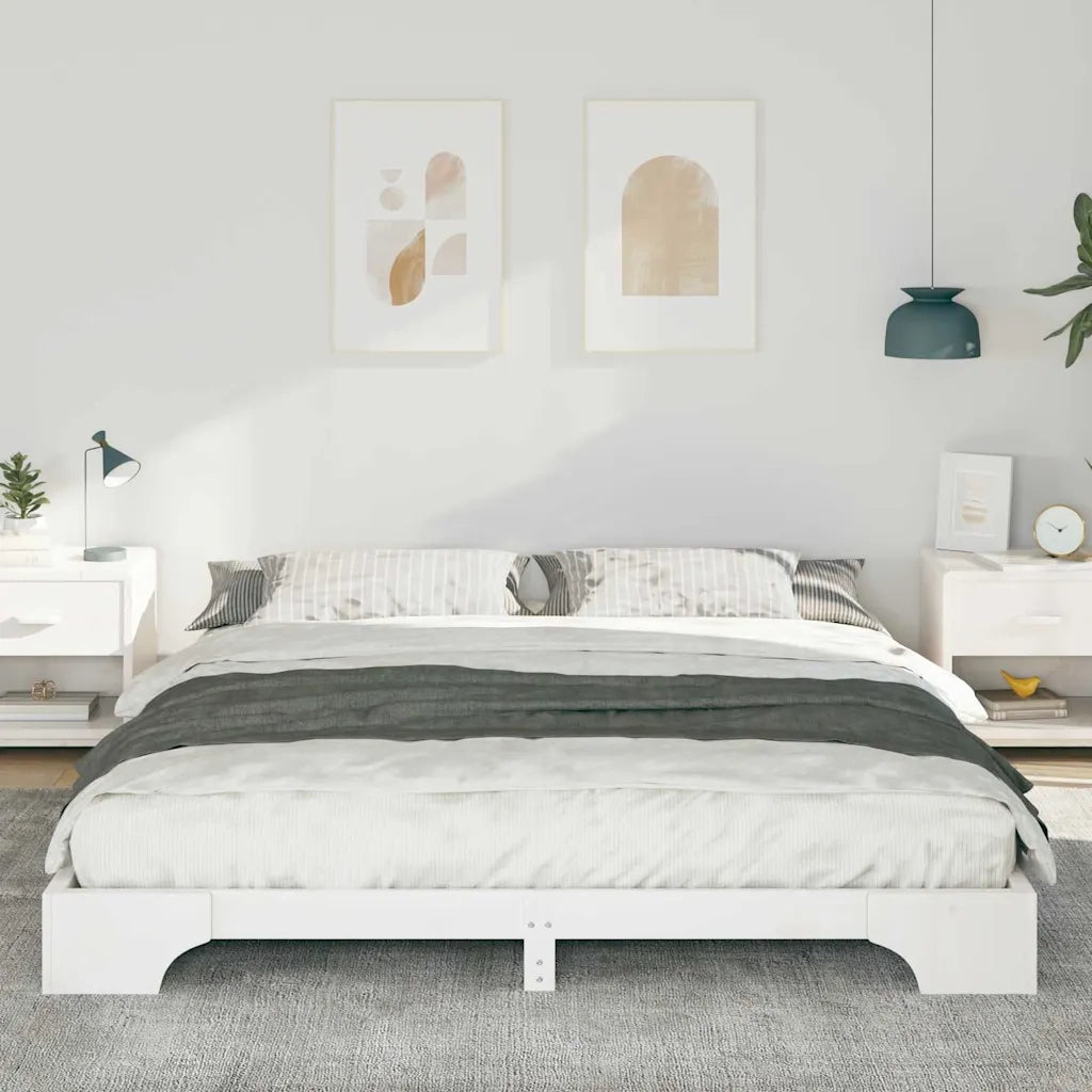 Struttura del letto-Giroletto-Rete del Letto Bianco 180 x 220 cm Pino massello 321023