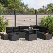 Set Divano da Giardino con archiviazione 9 pcs Nero Poly Rattan