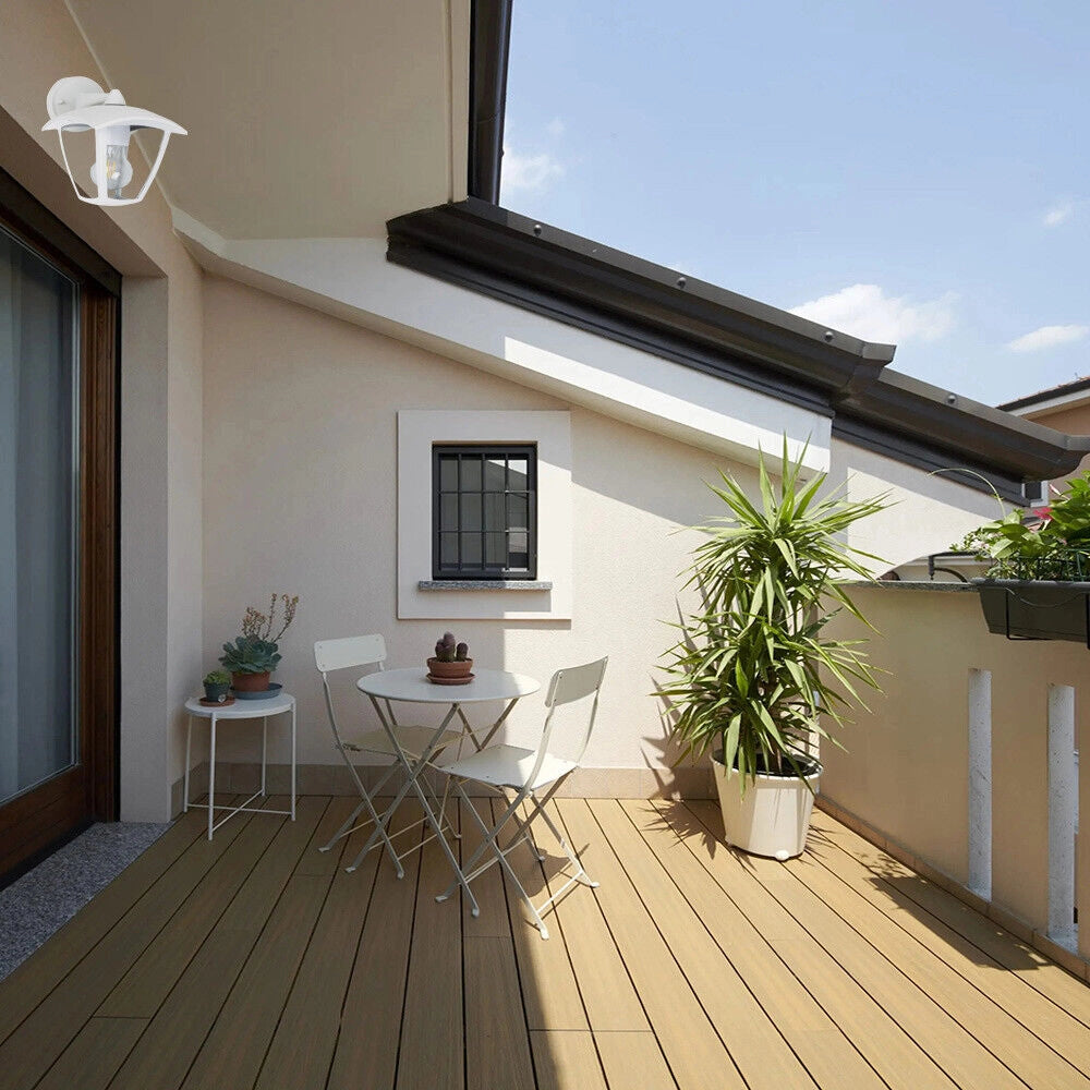 LAMPADA DA PARETE PER ESTERNO IP44 BIANCA CON ATTACCO E27 - DESIGN LANTERNA IN ALLUMINIO E PVC IDEALE PER GIARDINI TERRAZZE