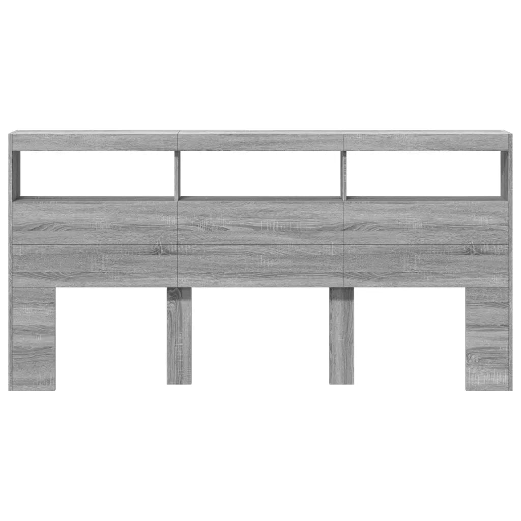 Testiera | Testata con Contenitore a LED Grigio Sonoma 200x17x102 cm