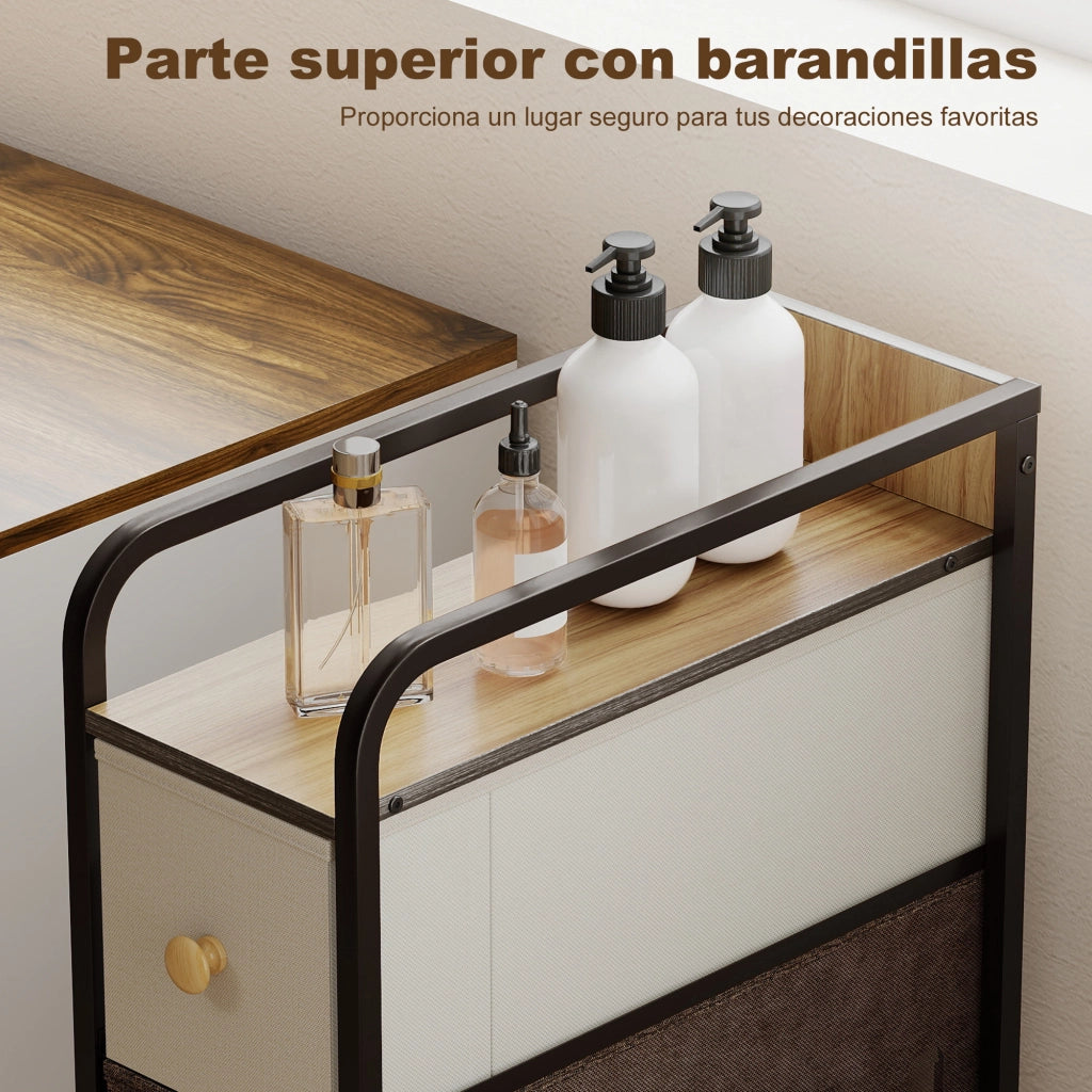 Cassettiera 4 Cassetti Tessuto Struttura Metallo ¨C zephmum ¨C Grigio 80x40x80