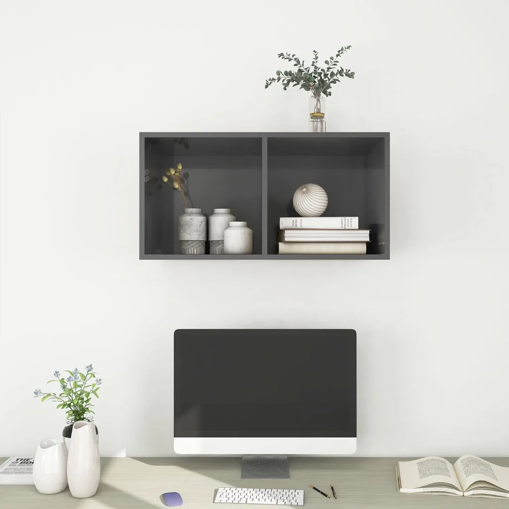Mobile TV da parete-Mobile TV a Muro-Credenza TV Grigio Lucido 37x37x72 cm Legno Multistrato