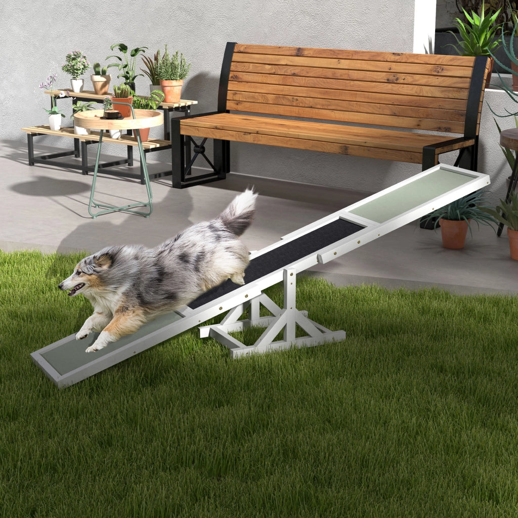 Tavola Equilibrio Agility Cani ¨C Xylo ¨C Antiscivolo 180x30x30cm Grigio Bianco
