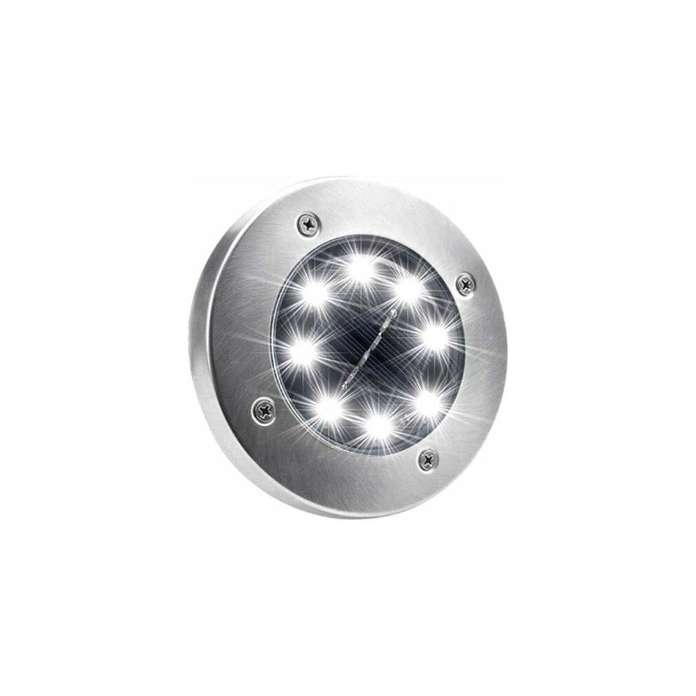 Trade Shop - 4 Faro Lampada Led Solare Da Esterno Giardino Faretto 8 Led Picchetto Segnapassi -