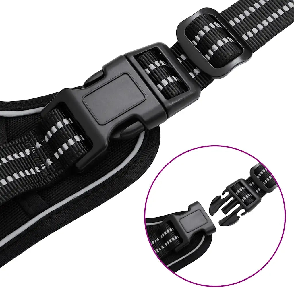 Pettorina per Cani con Strisce Riflettenti Regolabile Nera XL CFW4389954