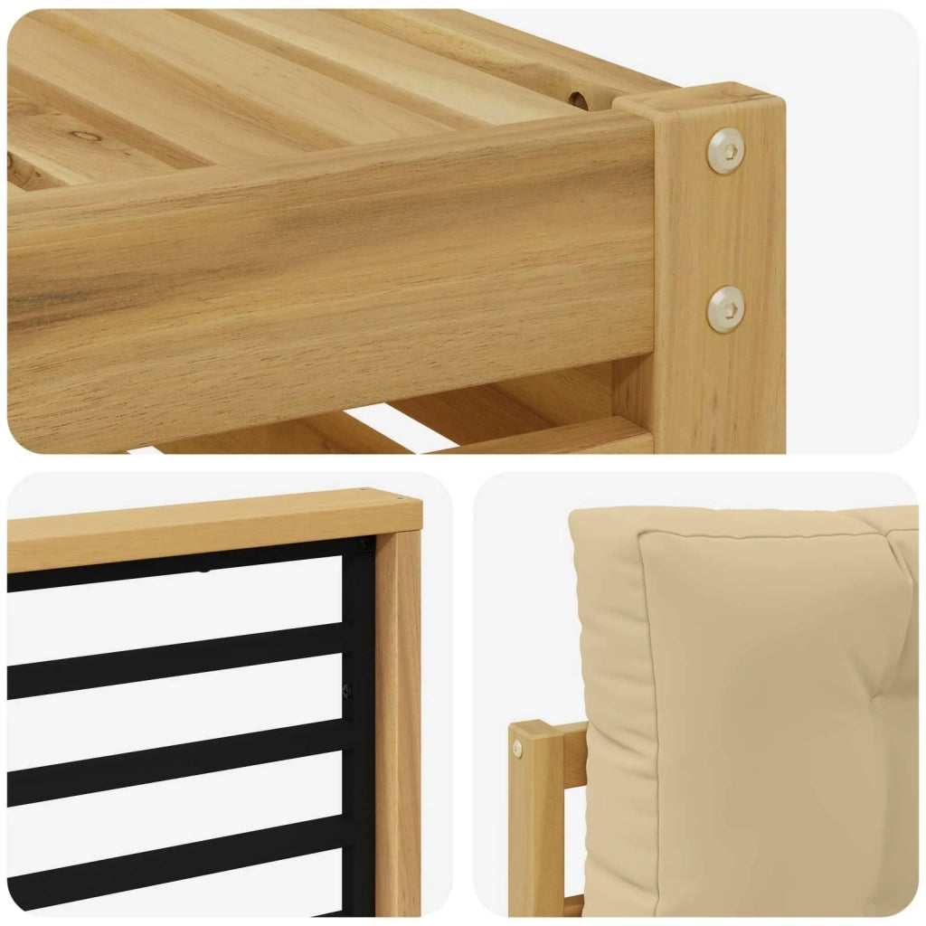 Set di divani da esterno 7 pz Bianco e Beige Poliestere 3390138