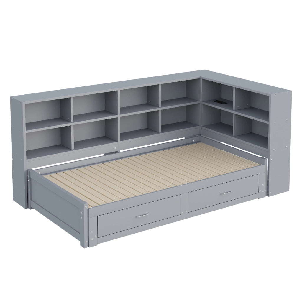 Letto estraibile con funzione divano in legno grigio 180x190 cm