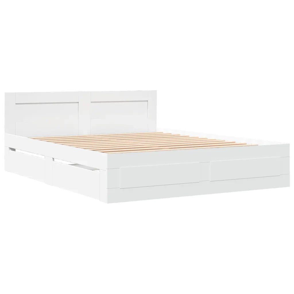 Giroletto con Testiera-Struttura Letto con testiera Bianco 150x200 cm in Legno Multistrato 657681
