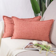 Set di 2 cuscini in lino a pois di poliestere, morbidi e decorativi per divano, camera da letto, cuscini di copertura rossi 30x50 cm rettangolari
