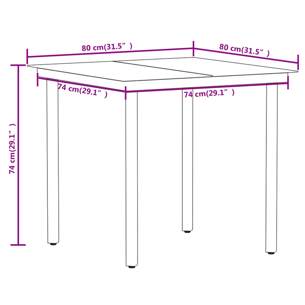 Set da Pranzo da Giardino 3 pz Nero 3099167
