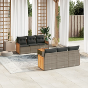 Set Divani da Giardino 7 pz con Cuscini Grigio in Polyrattan 3227474