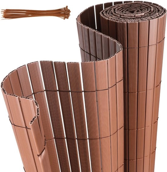 Schermo per giardino in PVC - separazione per balcone e schermo per terrazzo e giardino - marrone 1,4x4m