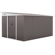 Casetta da Giardino con Porta Scorrevole, in Acciaio, 345x280.5x169-201cm, Grigio