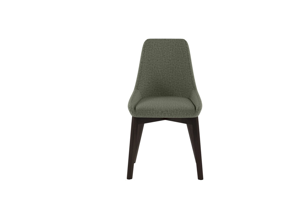 Sedia Vera da pranzo con seduta e schienale in tessuto verde e struttura in legno massello di noce - Design classico contemporaneo
