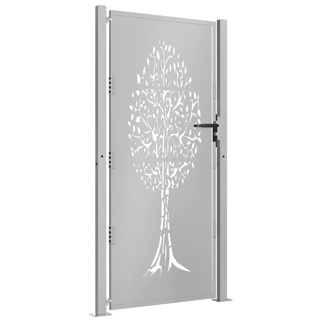 Cancello da giardino 100x200 cm in acciaio Corten con design ad albero 153165