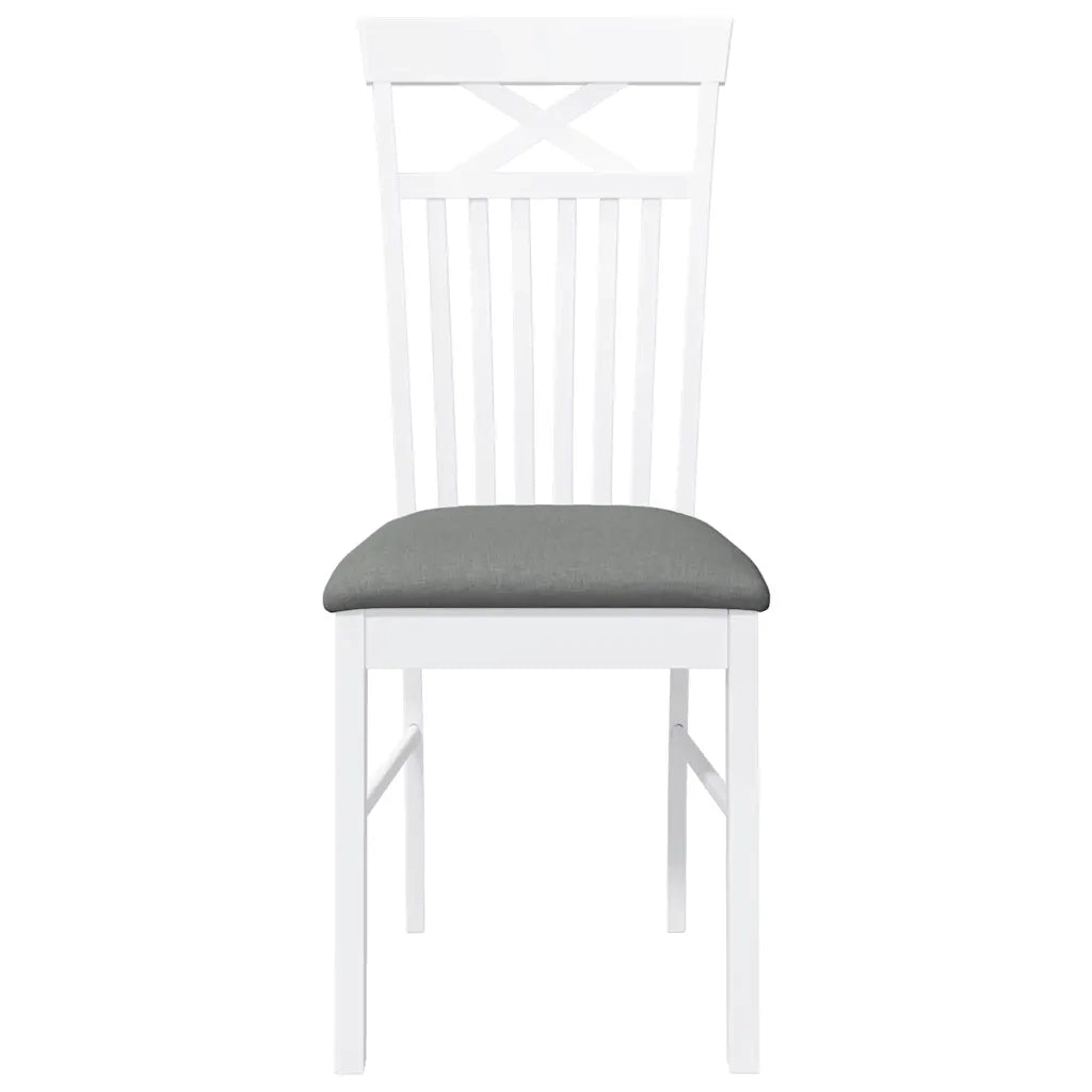 Sedie da Pranzo con Cuscini 2 pz | Sedie da cucina Bianco Legno Massello di Hevea