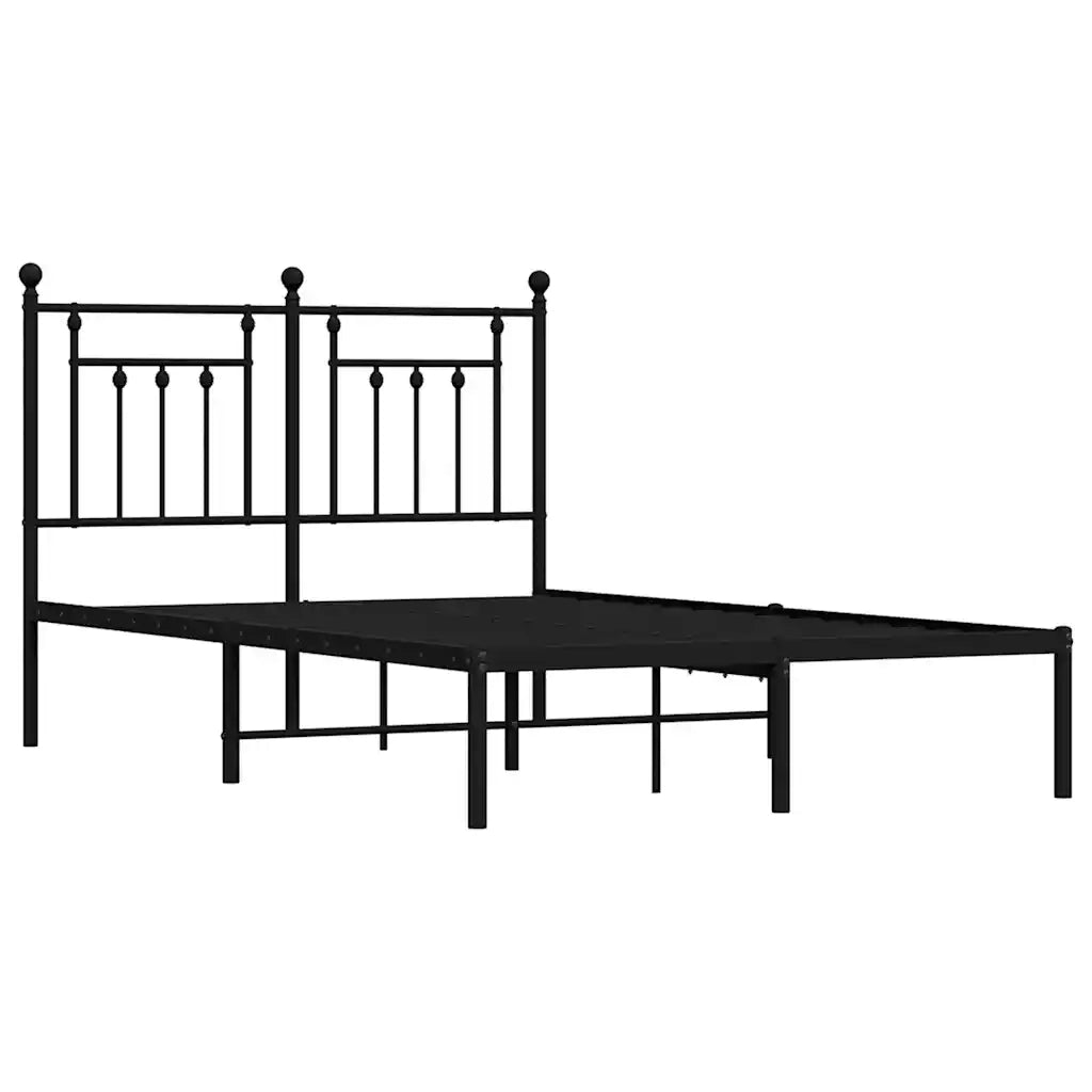 Giroletto con Testiera-Struttura Letto con testiera in Metallo Nero 135x190 cm 549877