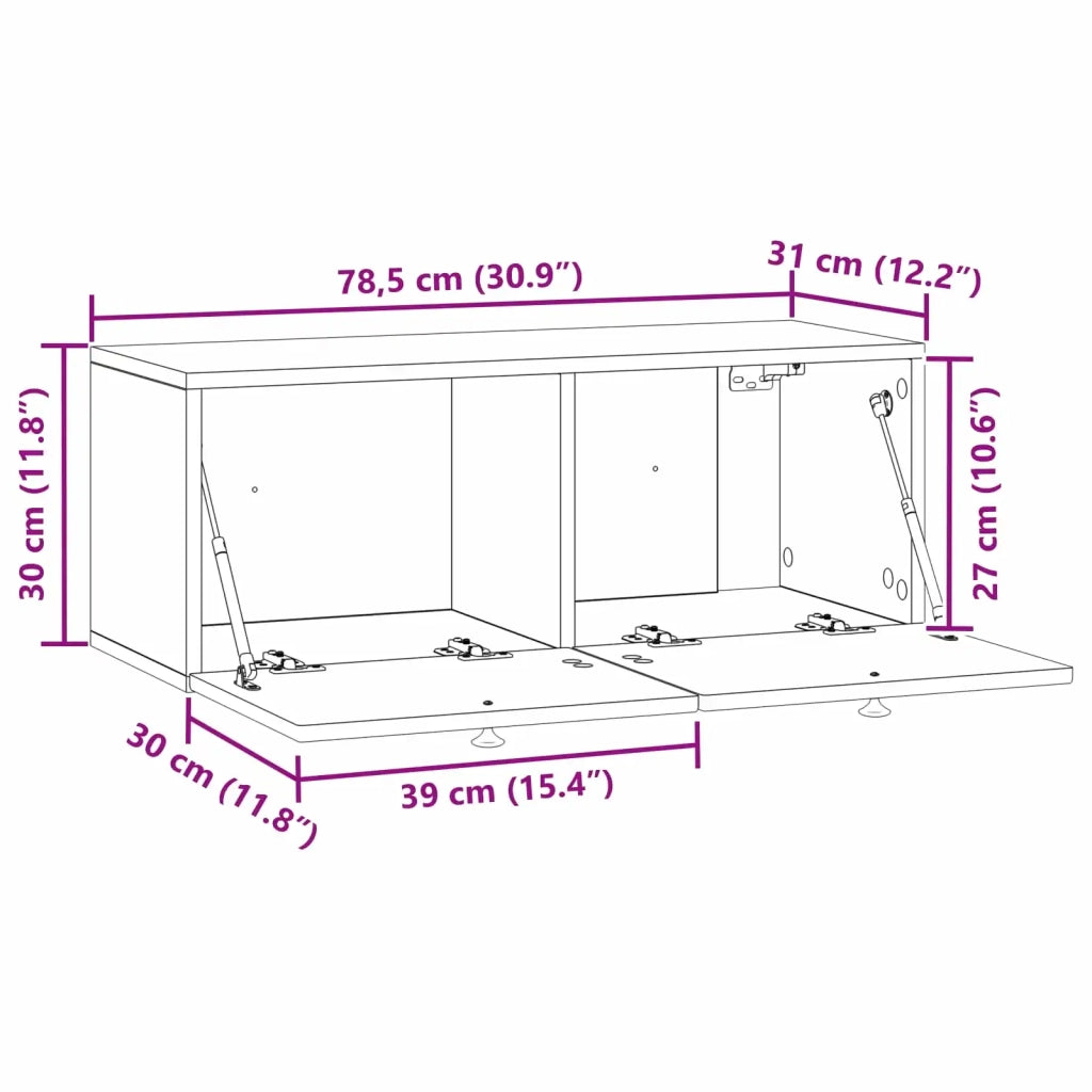 Mobile TV da Muro | Armadietto TV | Mobile Porta TV Bianco Lucido 78,5 x 31 x 30 cm