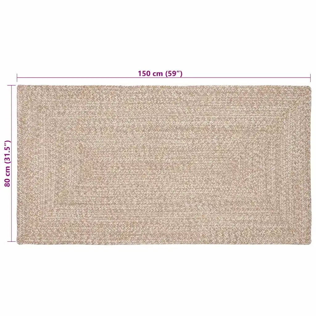 Tappeti per area | Tappeti a zone Naturale e Bianco 80 x 150 cm Juta