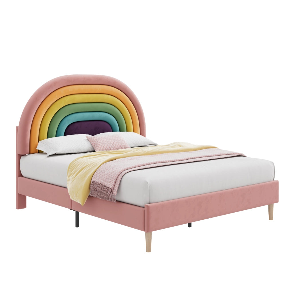 letto imbottito velluto rosa 140 x 200 cm