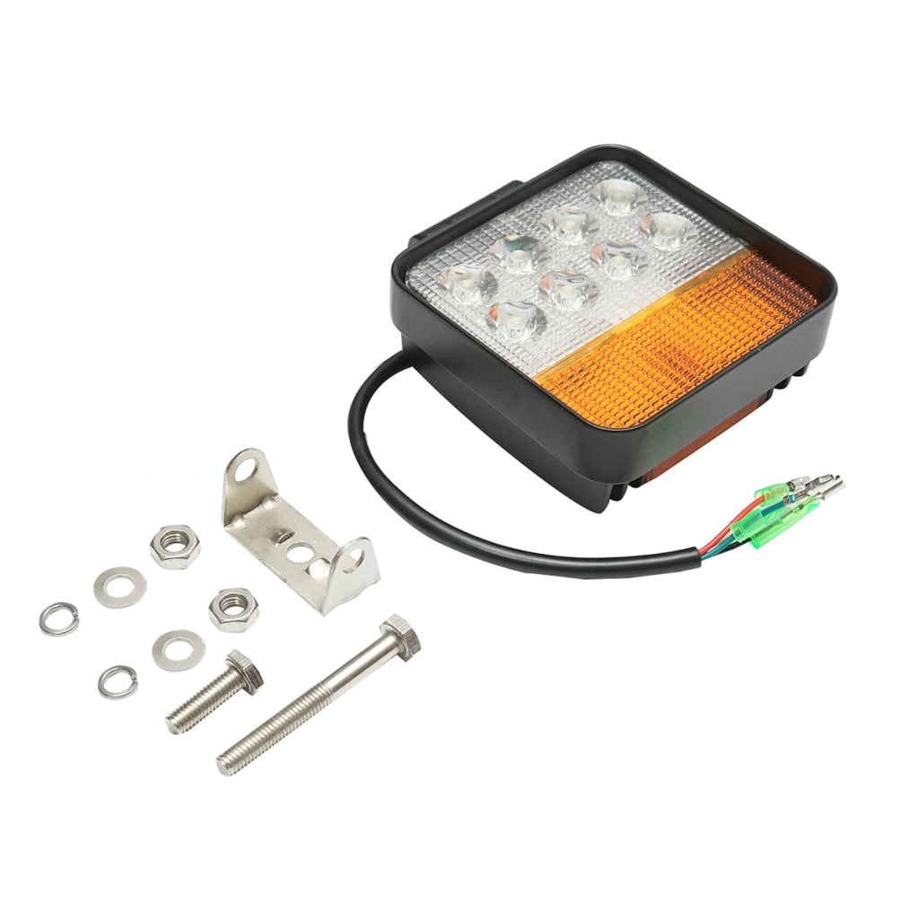 Proiettore LED con segnalazione 12-48V, 48W, 3 funzioni, corpo in alluminio 110x110x42mm