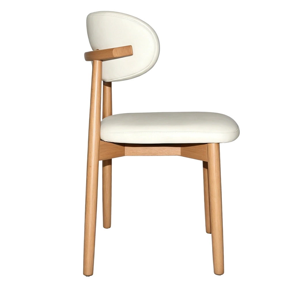 Sedie da pranzo in legno massello, set da 2 pezzi, schienale ergonomico, piedini antiscivolo, color beige e legno naturale