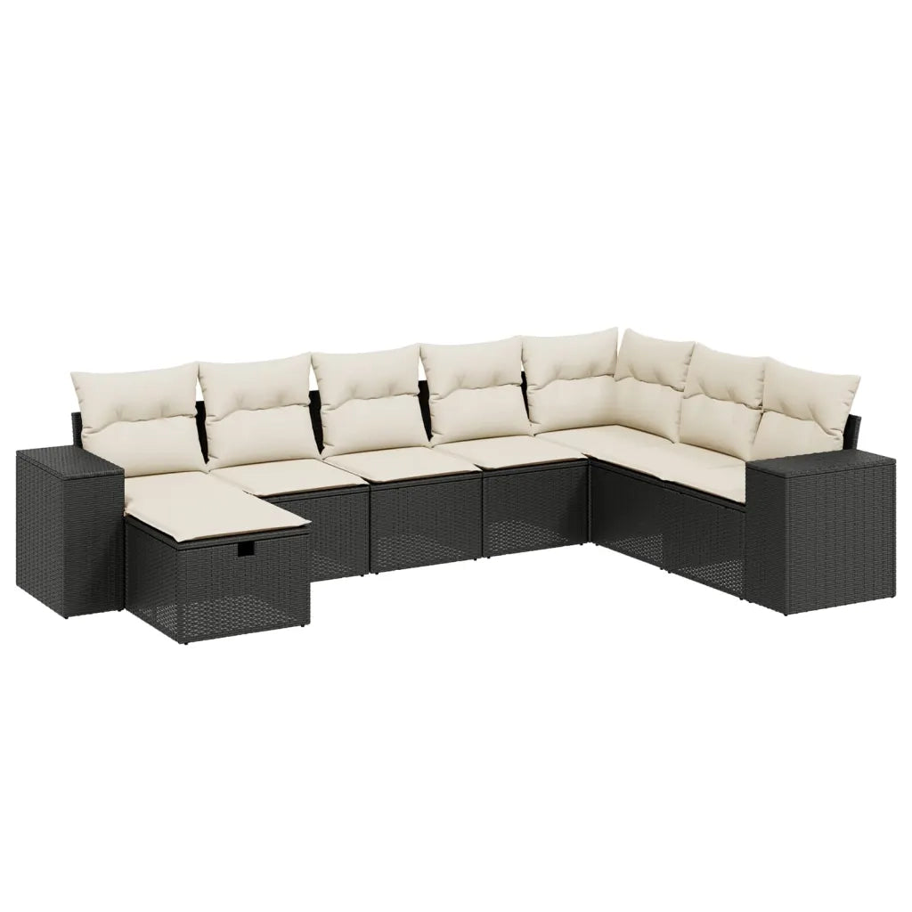 Set Divani da Giardino con Cuscini 8 pz Nero in Polyrattan 3264512