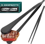 Set di Spillini da Cucina - 2 Pezzi - Acciaio Inox - Nero - 30 cm
