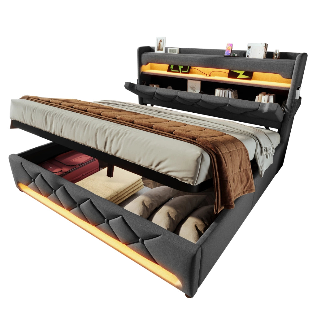 letto imbottito lino grigio 160 x 200 cm