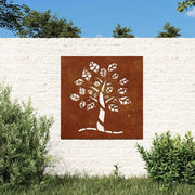 Decorazione Muro da Giardino 55x55 cm Albero in Acciaio Corten 824505