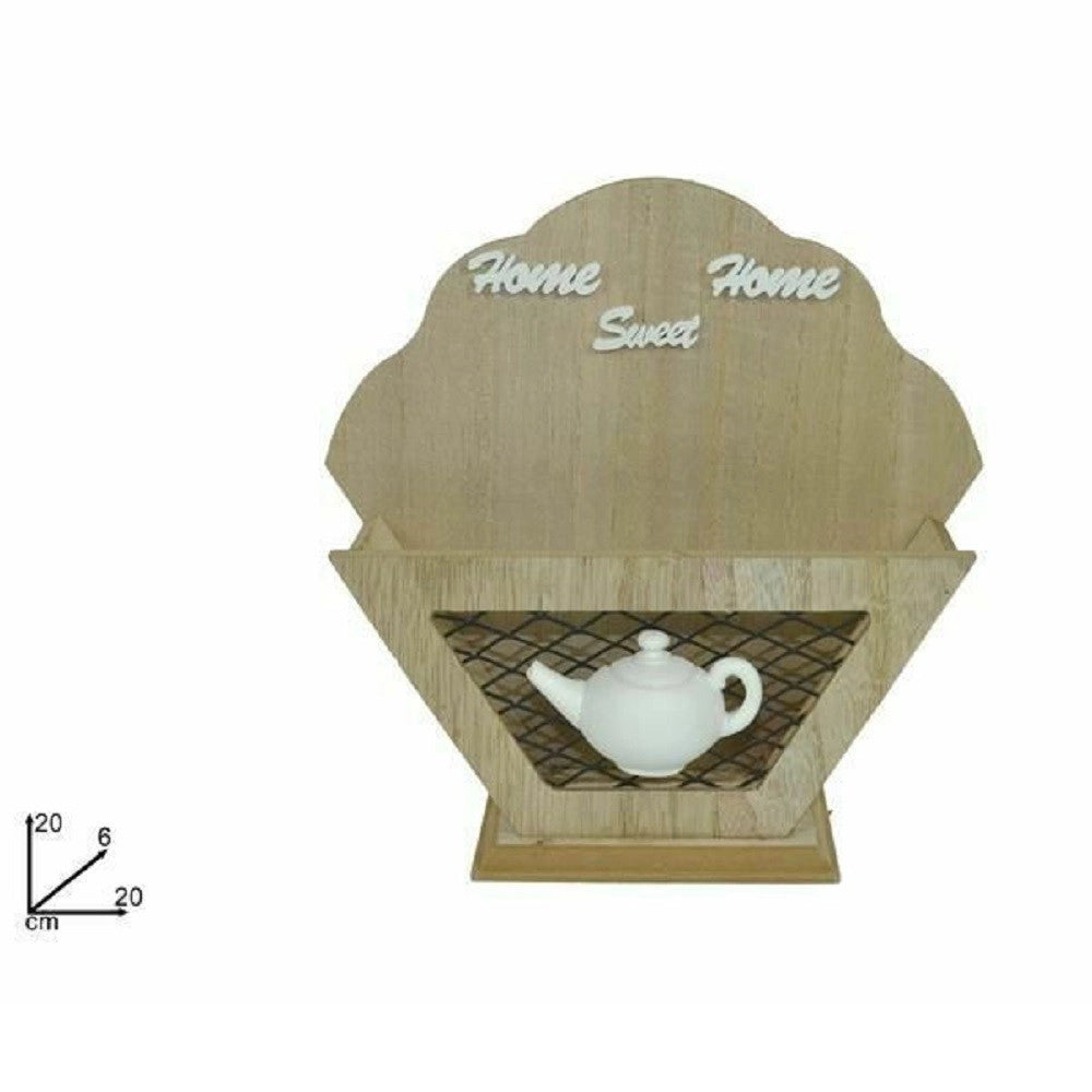Trade Shop - Porta Oggetti Portaoggetti Cucina In Legno Metallo Arredamento Casa 20x20x6 Cm -
