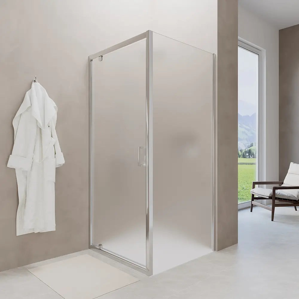 Box doccia 75x90 cm angolare apertura a battente vetro 6mm opaco | Apulia