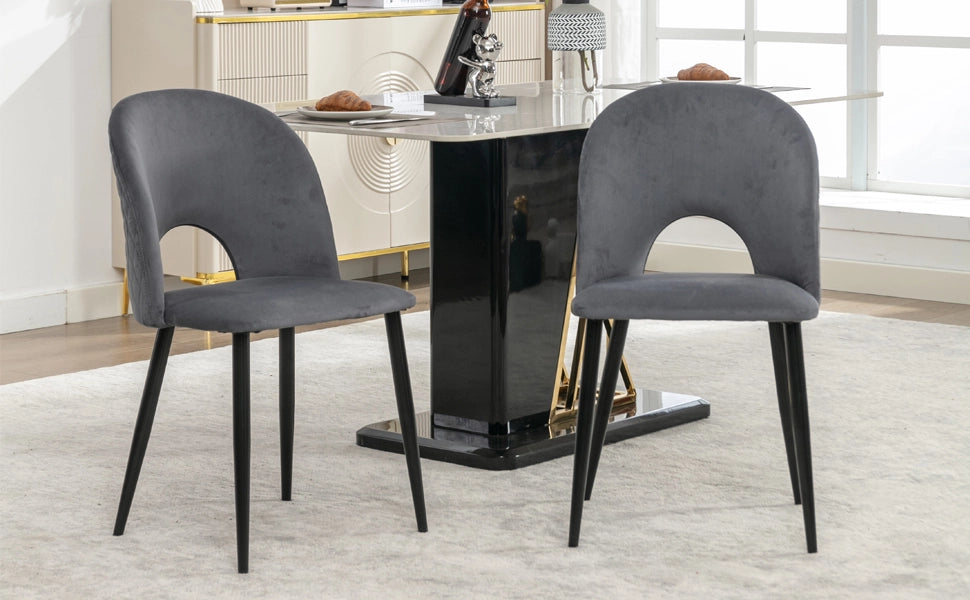Sedia da pranzo (2 pezzi), sedia di design imbottita con schienale, seduta in velluto, struttura in metallo, piedini regolabili, motivo a rombi sullo